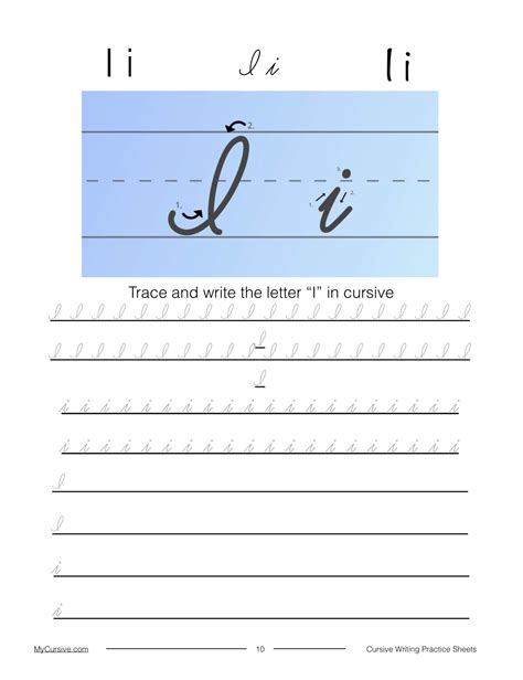 Cursive I Learn to Write the Cursive Letter I My Cursive