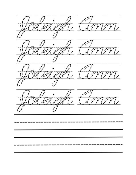 Cursive Name Tracing Sheet. Cursive Name Writing. Cursive Etsy