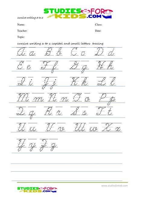 Cursive Writing a to z Capital and Small Letters