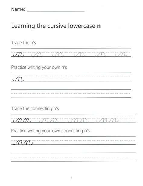 Cursive n How to Write a Lowercase n in Cursive