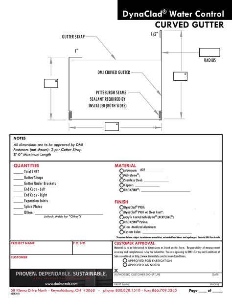 Curved Gutter Order Form