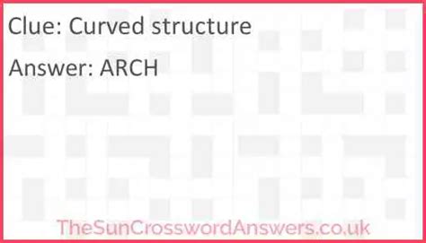 a curved symmetrical structure spanning an opening and typically supporting the weight of a bridge, roof, or wall above it. Example : a triumphal arch. the delicate arch of his eyebrows. the muscles in the arch of my right foot suddenly seized up. The Crossword clue "Curved structure" published 179 time/s & has 2 answer/s.. 