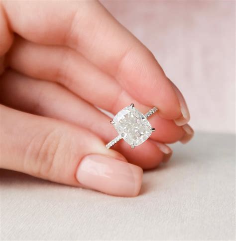 Cushion Cut Engagement Ring With Diamond Platinum - Etsy