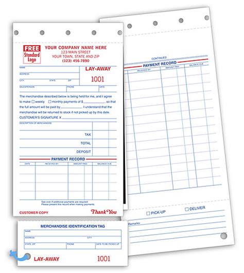 Custom Designed Layaway Forms