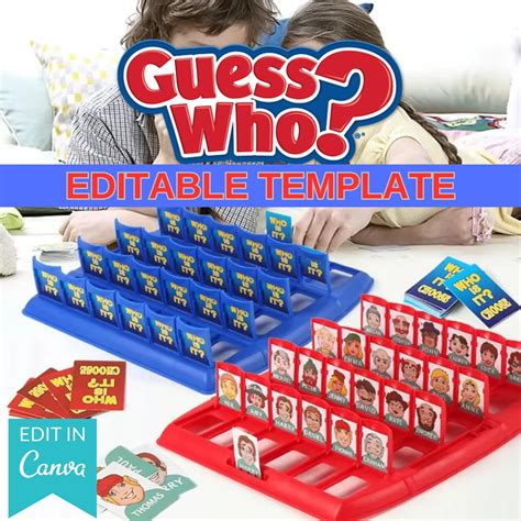 Custom Guess Who Board Game Template Editable and Printable
