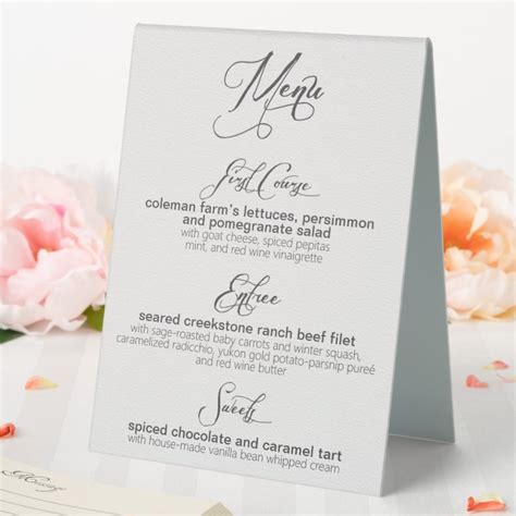 Custom Make Your Own 3Course Dinner Menu Template Table Tent Sign Zazzle