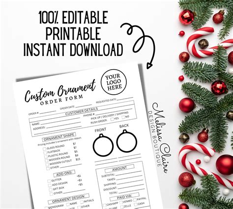 Custom Ornament Order Form Order Form for Crafters Order Etsy