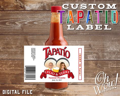 Custom Tapatio Bottle Label Digital File by OhWowDesign on Etsy