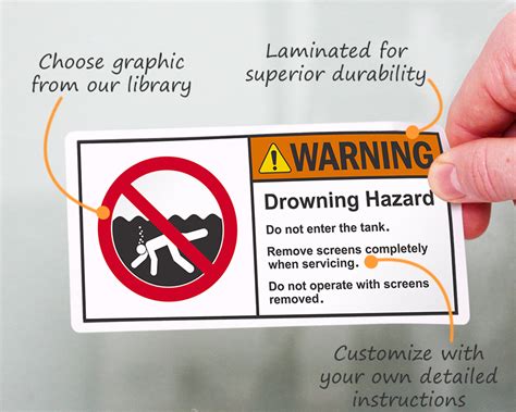 Custom Warning Labels Designs with Picto, QR Code or Text only