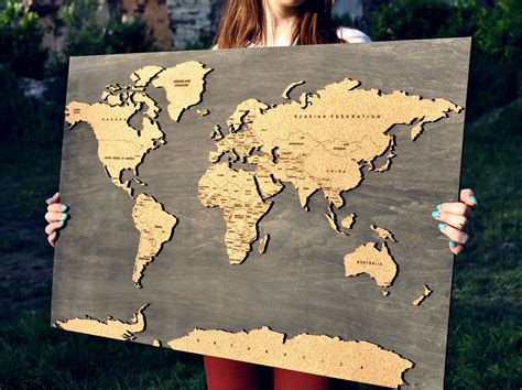 Custom Wood Maps: Personalized World Map Wall Art - Etsy