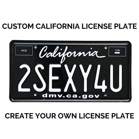 Custom california license plate. Across the US, license plates come with a different number of characters. 1. 23 states have six letters or numbers. 2. 15 states have seven letters or numbers. 3. 12 states have sequential coding. Let’s look in detail at the different formats. 