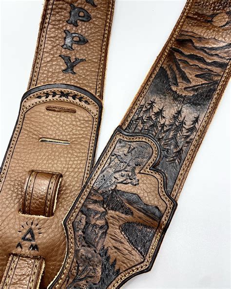 Custom leather bass straps.  Personalize it with your name or initials, cr...