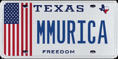Custom license plates texas. The Texas Department of Motor Vehicles (TxDMV) offers a wide variety of specialized license plates. Customize your license plate, or choose from one of many license plates designed to pay tribute to the U.S. military, or express support for your special interest, favorite college, university, professional sports team, or other organization. 