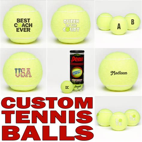 Custom tennis balls. Create a personalized tennis ball with text, monogram, logo, or image for any gift or occasion. Choose from a variety of designs, colors, and sizes at ChalkTalkSPORTS. 