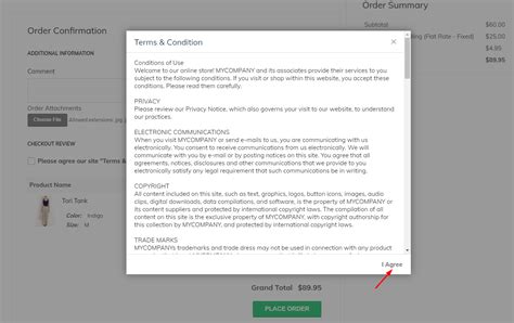 Custom terms and conditions checkbox in checkout page