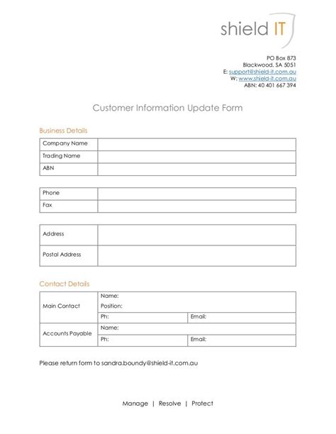 Customer Information Update Form by user Customer Information Update