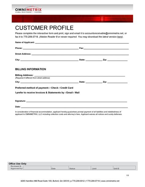 Customer Profile Template Excel