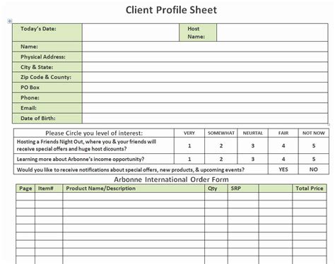 Customer Profile Template Excel Beautiful Doc Profile Sheet Template