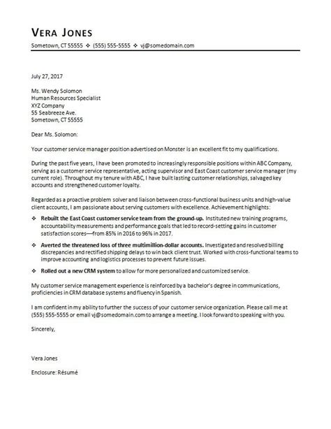 Customer Service Cover Letter Example - Monster Career …