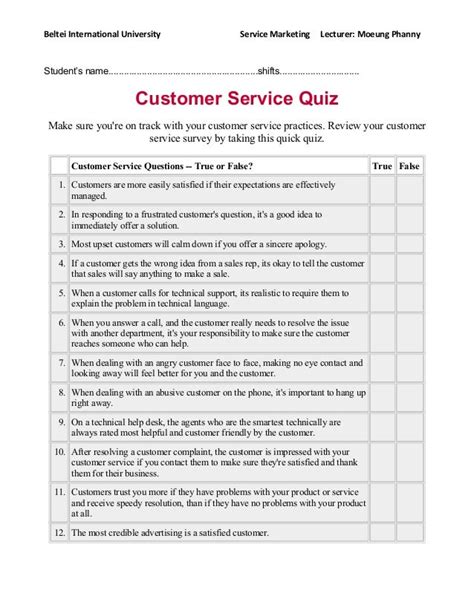 Customer Service Quiz Questions Answers