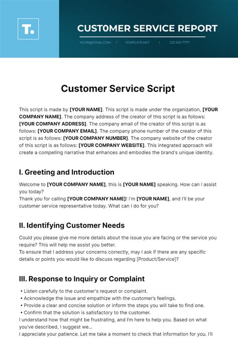 Customer Service Script Templates