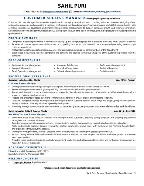 Customer success manager resume. Customer Success Manager - Resume Example & Template. A customer success manager (CSM) assists clients in moving from sales prospects to active users of your products. They prioritise customer loyalty and long-term client relationships, and they frequently stick with the same clients for as long as they work with the company. 
