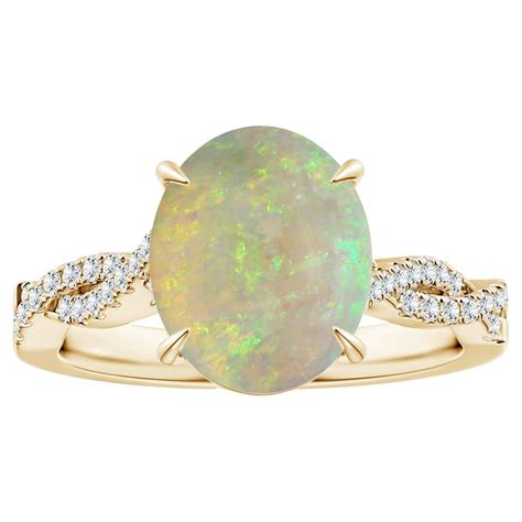 Customizable Claw-Set GIA Certified Natural Opal Ring in Yellow …