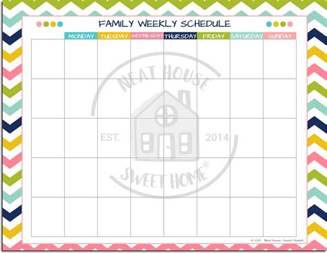 Customizable Family Weekly Schedule Template