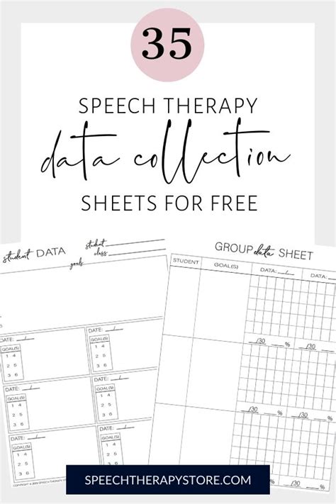 Customizable data sheets speech therapy