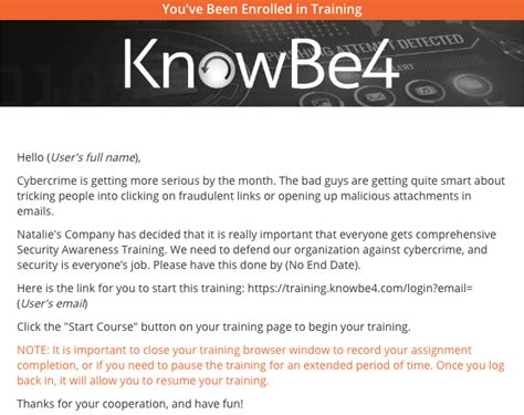 Customizing Training Notifications Knowledge Base