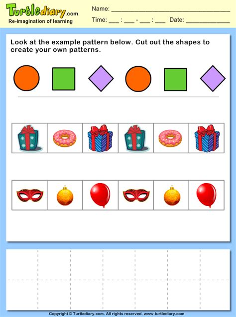 Cut and Paste Objects to Create Your Own Pattern Turtle Diary Worksheet