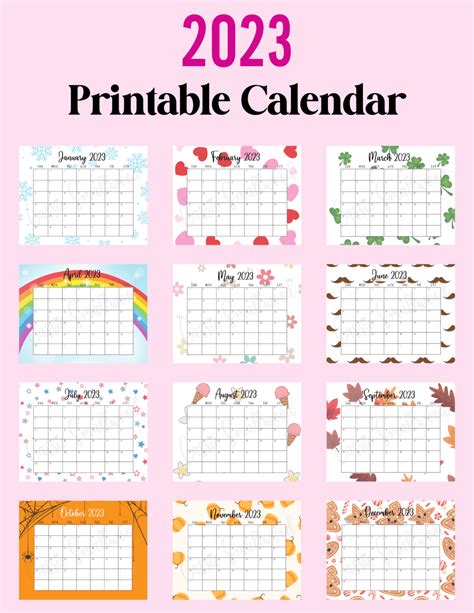 Cute 2023 Printable Calendar