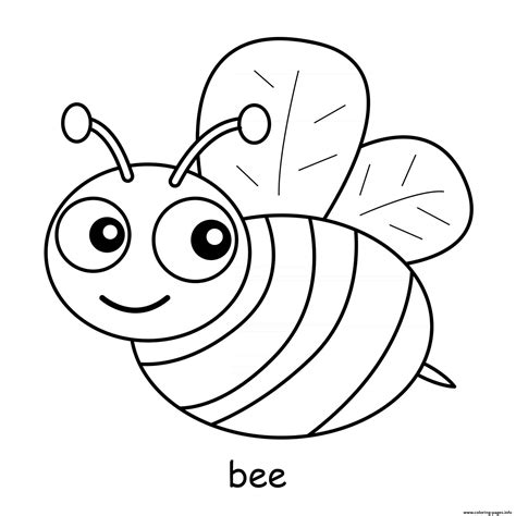 Cute Bee Coloring Page