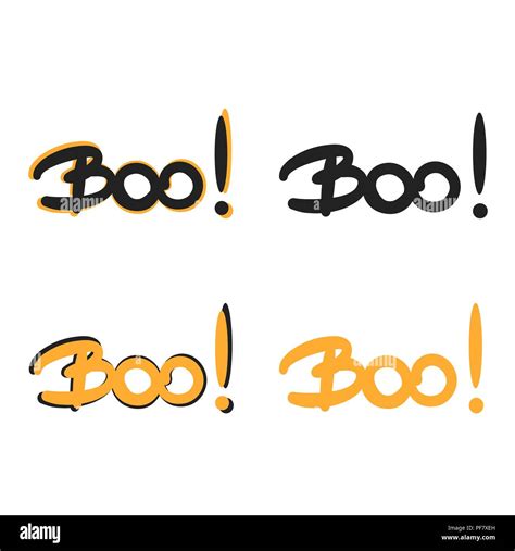 Cute Boo! Hand Drawn Lettering Vector Set Stock Vector Illustration