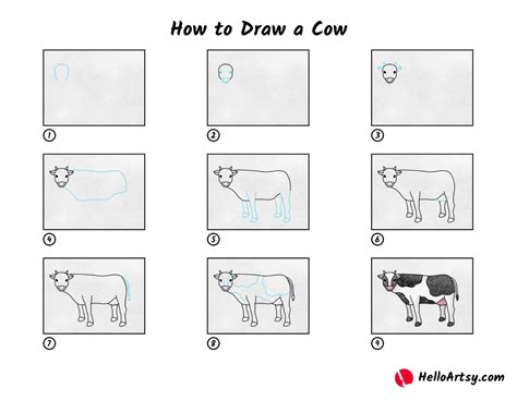 Cute Cow Drawing Step By Step at Drawing Tutorials
