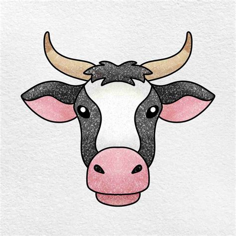 Cute Cow Face Drawing