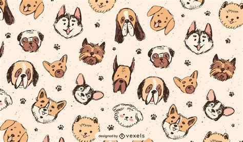 Cute Dog Breeds Pattern Design Vector Download