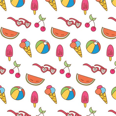Cute Doodle Pattern Vector Design Images, Cute Summer Doodle Pattern