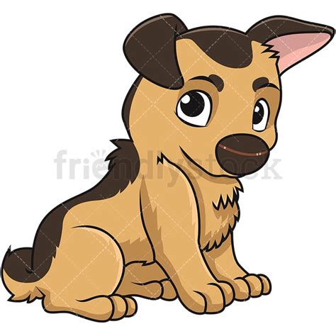 Cute German Shepherd Puppy Cartoon
