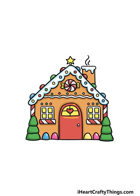 Cute Gingerbread House Drawing