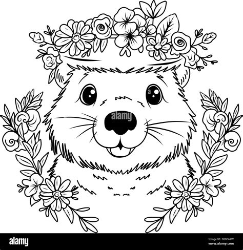 Cute Groundhog Coloring Page
