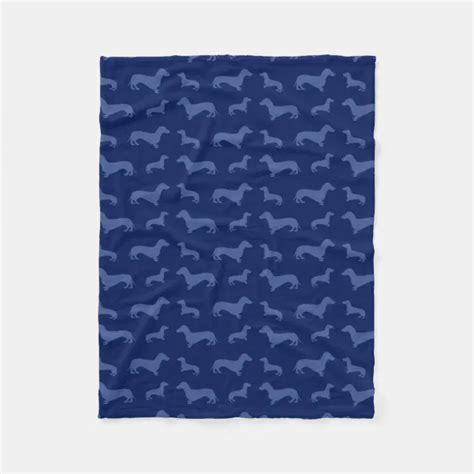 Cute Navy Blue Dachshund Pattern Fleece Blanket Colorful