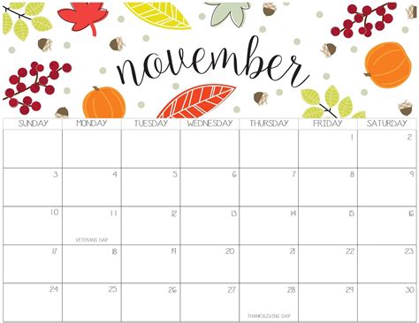 Cute November Calendar