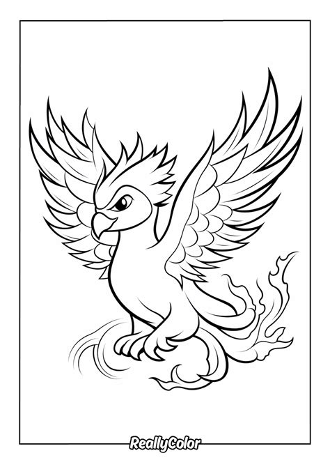 Cute Phoenix Coloring Page
