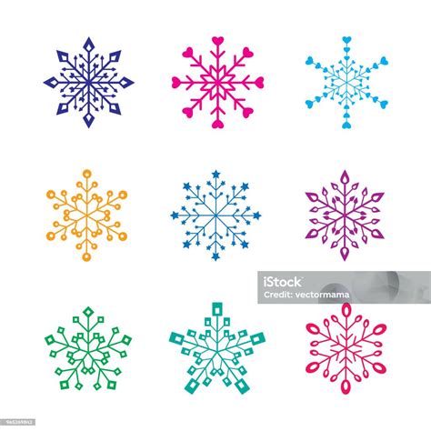 Cute Snowflake Pattern Vector Set Cute Snow Flakes Pattern Vector Set