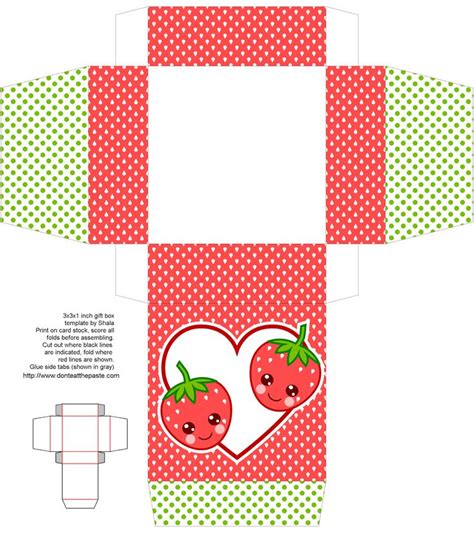Cute Strawberries printable gift box Valentines gift box, Gift box