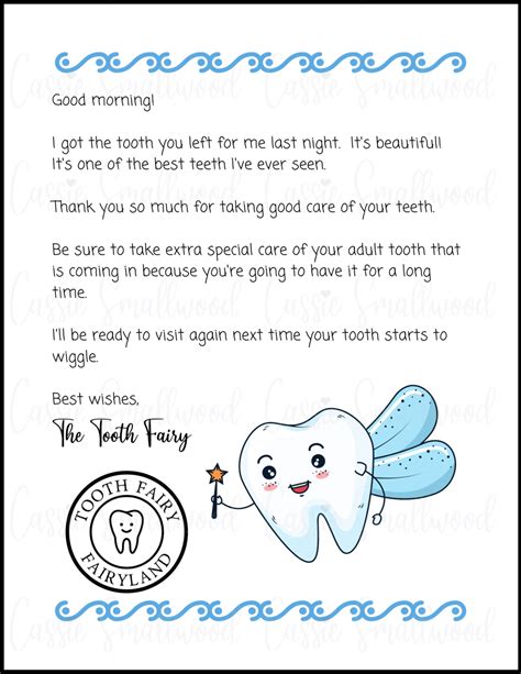 Cute Tooth Fairy Letter For Boys Cassie Smallwood