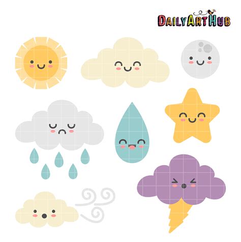 Stamps Clipart set - Kawaii Style