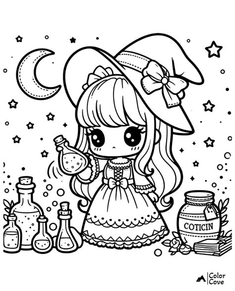 Cute Witch Coloring Pages