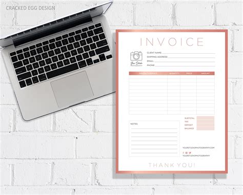 Cute and Fun Invoice Template Add Your Logo Great for Etsy Invoice